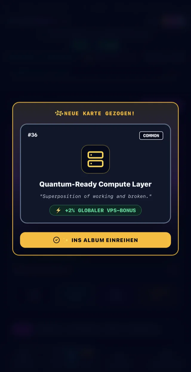 Neu gezogene Karte „Quantum-Ready Compute Layer“ mit +2 % globalem VPS-Bonus